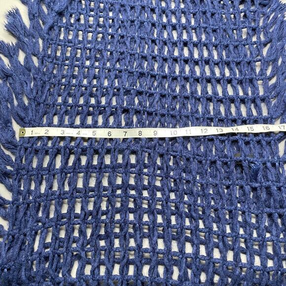 Steve Madden Shawl Wrap Chunky Open Knit Fringe Infinity Scarf Acrylic‎ Blue OS - Picture 8 of 10
